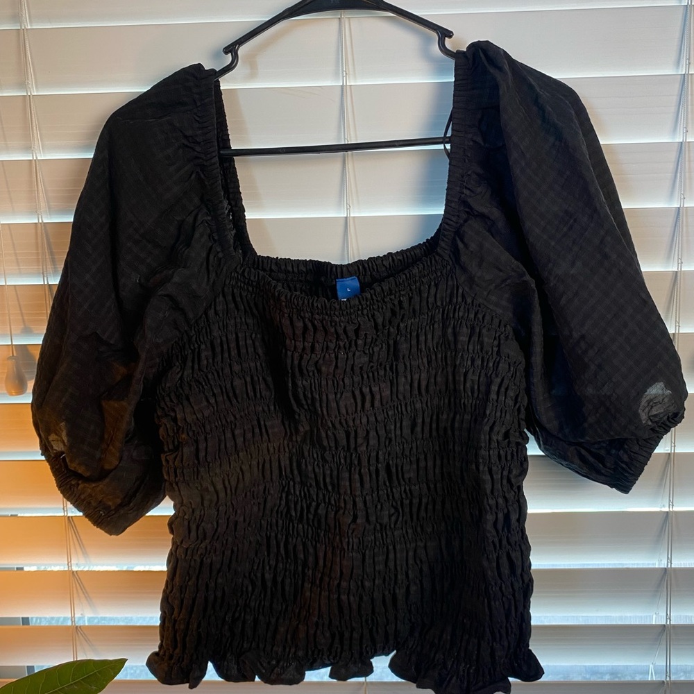 Old Navy Black Smocked Blouse